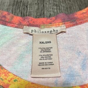 Philosophy Abstract Print Tunic Top XXL Colorful Oversized Boho